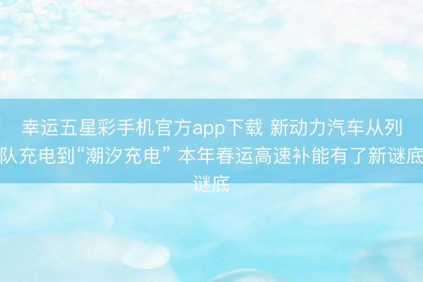 幸运五星彩手机官方app下载 新动力汽车从列队充电到“潮汐充电” 本年春运高速补能有了新谜底