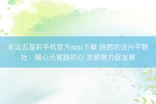 幸运五星彩手机官方app下载 陕西农信兴平联社：暖心元宵践初心 支部聚力促发展