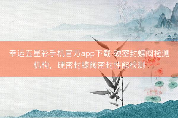 幸运五星彩手机官方app下载 硬密封蝶阀检测机构,硬密封蝶阀密封性能检测